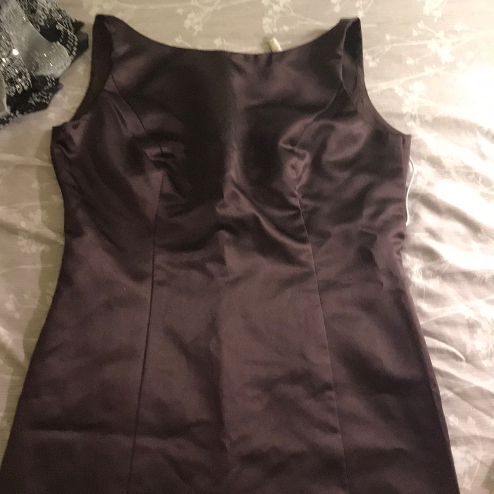 2 David’s bridal mid length brown bridesmaid dress